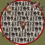 A game token depicting over a 100 hobgoblins and giants.